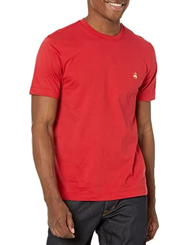 Brooks Brothers Men's Short Sleeve Cotton Crewneck Logo T-Shirt, Red, XX-Large