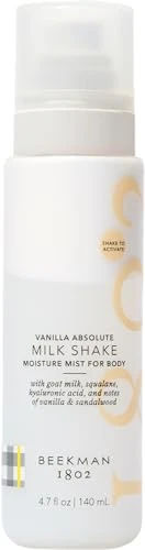 Beekman 1802 Milk Shake Hydrating Body Mist – Alcohol-Free Moisture with Goat Milk, Hyaluronic Acid & Squalane, Lightweight Skin Softening Spray for Sensitive Skin – Vanilla Absolute, 4.7 Fl Oz