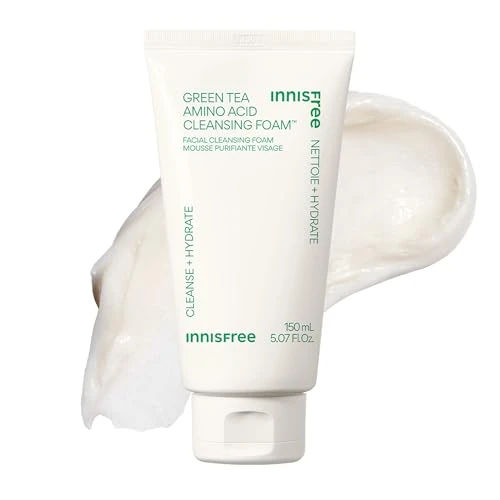 innisfree Green Tea Amino Acid Cleansing Foam | Hydrating Korean Face Wash | Gentle Lather | pH-Balanced Skincare | Sulfate-Free | Available in Gift Sets