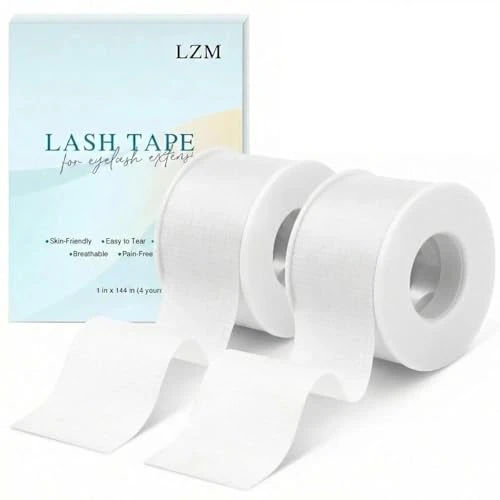 LZM Gel Lash Tape for Eyelash Extensions Silicone Gel Eyelash Tape for Lift/Make up, Latex Free for Sensitive Skin Pain-Free Removal Breathable (1in x 4yd, 2Rolls White)