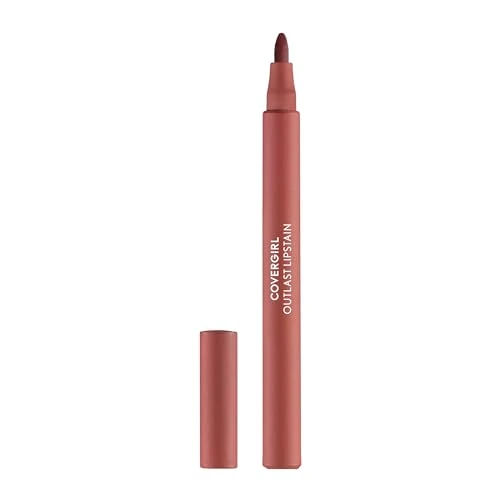 Covergirl Outlast Lipstain, 65 Natural Blush, Smooth Application, Precise Pen-Like Tip, Transfer-Proof, Satin Stained Finish, Vegan Formula, 0.06oz