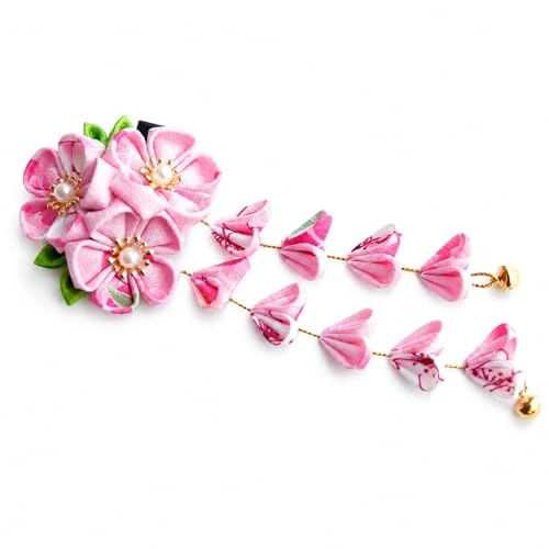 LUOZZY Japanese Kanzashi Hair Clips Flower Tassel Kimono Hair Pins