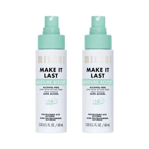 Milani Make It Last Moisture Boost Setting Spray - Alcohol Free Waterproof Makeup Finishing Mist - Hydrating & Soothing Formula for Sensitive Skin - 2 Count