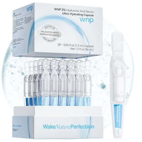 WNP Hyaluronic Acid Serum 3% for Face with 4D Multi-Layer Hydration | Ultra Hydrating Anti-Aging Serum | Moisturizer for Dry & Sensitive Skin | Pre-Makeup Skincare | Single-Use Vials 30PCS
