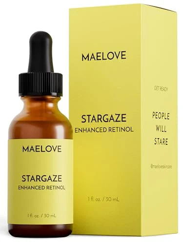 MAELOVE Stargaze Enhanced Retinol Serum, Time-Released 0.25% Retinol for Radiant Skin, Hydrating with Hyaluronic Acid, Niacinamide, Soothing Botanicals, Ideal for Sensitive Skin, USA Made