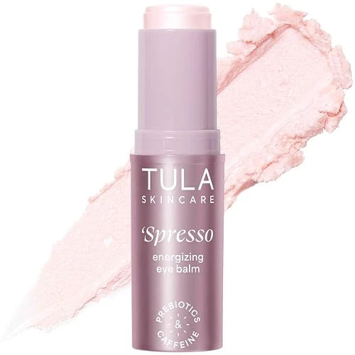 TULA Skin Care Spresso Energizing Eye Balm, Rose Glow - Energizing & Hydrating Caffeine Under Eye Treatment for Dark Circles, Portable and Perfect to Use On-the-go, 0.35 oz.