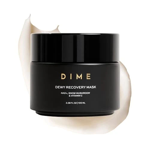 DIME Beauty Dewy Recovery Mask - Overnight Hydrating Face Mask with NAD+, Vitamin C and Snow Mushroom, Brightening Plumping Sleeping Mask, Vegan, Cruelty-Free, 3.38 oz / 100 ml