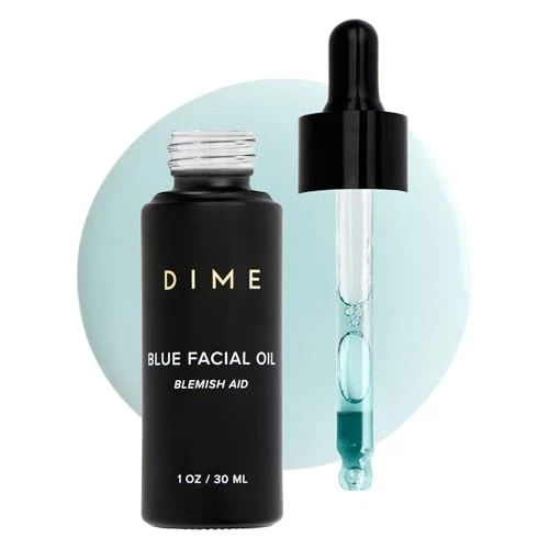 DIME Beauty Blue Facial Oil - Blemish Spot Treatment for Acne-Prone Skin with Blue Tansy, Black Cumin Seed and Rosehip Oil, Hydrating, Vegan and Cruelty-Free Face Oil, 1 oz / 30 ml