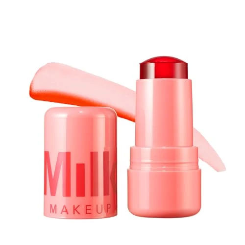 Milk Makeup Cooling Water Jelly Tint – Long-Lasting Sheer Lip + Cheek Stain with Firming Vegan Collagen + Hydrating Aloe – Transfer Proof, Buildable Lip Tint + Blush – Spritz (Coral), 0.17 oz