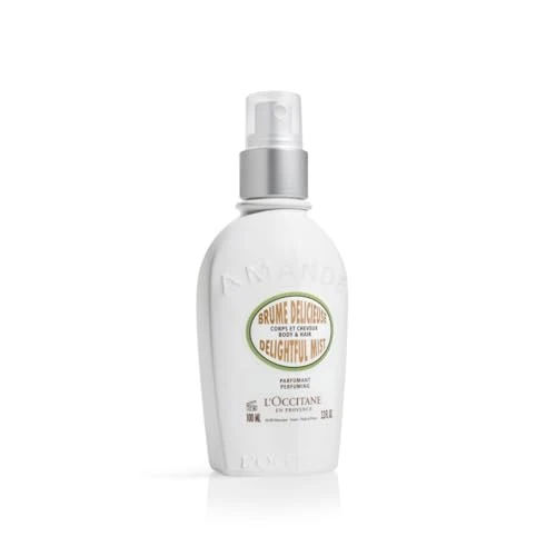 L'OCCITANE Almond Hair & Body Mist, Lightweight Fragrance Spray, Sweet Gourmand Vanilla Scent, Hydrating Glow Finish, Layering Perfume For Silky Skin