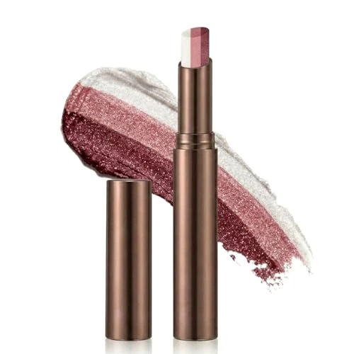 FYNLA Gradient Eyeshadow Stick, 3-Color Shimmer Cream Eye Shadow Pen, Easy Blend Waterproof Long Lasting Eye Makeup Stick, Beginner Friendly Quick Eye Look (#02 Blush Rose)