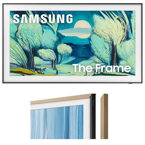 Samsung QN65LS03FADXZA 65 Inch The Frame QLED 4K Art Mode Vision AI Smart TV with a VG-SCFH65TKBZA 65" The Frame Customizable Bezel - Modern Teak (2025)