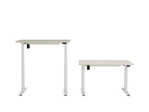 Steelcase AMQ Height-Adjustable Desk - Standing Adjustable Desk - Powerful Computer Standing Desk - Easy Assembly Computer Desk - White Base & Light Oak Top
