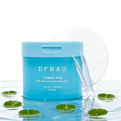 DFRAU Toner Pads for Face Cleansing, Korean Facial Toner Pads for Exfoliation and Pore Care with Niacinamide and Centella, Improve Elasticity- Suitable for All Skin Types, 70 Count