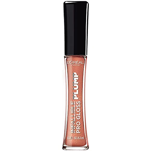 L'Oreal Paris Infallible Pro Gloss Plump Lip Gloss with Hyaluronic Acid, Long Lasting Plumping Shine, Lips Look Instantly Fuller and More Plump, Lucid Glow, 0.21 fl. oz.