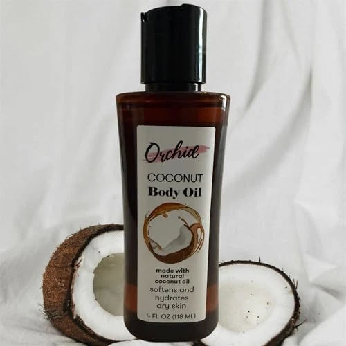 Orchid Coconut Body Oil, Softens and Hydrates dry Skin, Made with Natural Coconut Oil, 4 fl Oz, Pack of 1