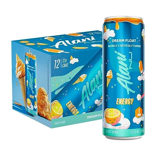 Alani Nu DREAM FLOAT Ice Sugar Free, Low Calorie Energy Drinks | 200mg Caffeine | Antioxidants | Biotin, B Vitamins | Zero Sugar | 15 Calories or Less | 12 Oz Cans | 24 Count