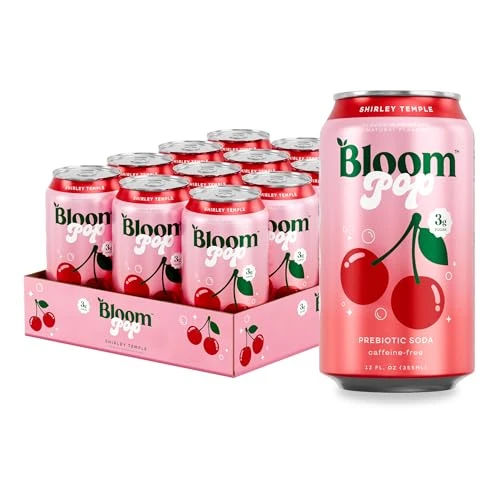 Bloom Pop Prebiotic Soda, Gut Health Support, Shirley Temple, 12 Pack