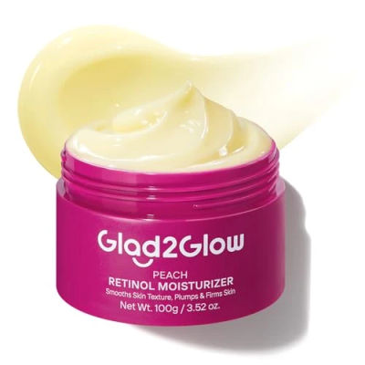 Glad2Glow Peach Retinol Face Moisturizer, Retinol Night Cream for Normal, Combination & Uneven Skin, Smooth Fine Lines, Refine Texture, Brighten Dull Skin - Retinol, HPR, Niacinamide, 100g