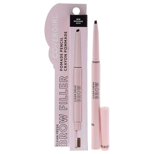 Covergirl Clean Fresh Brow Filler Pomade, 700 Black Brown, Eyebrow Pencil, Ultra-Precise Tip, Creamy Formula, Highly Pigmented, Soft Matte Finish, Vegan Formula, 0.007oz