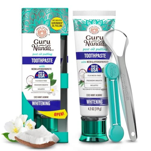 GuruNanda Hydroxyapatite Toothpaste with Neem, SLS & Fluoride Free, 4.2oz