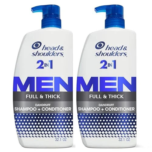 Head & Shoulders Anti-Dandruff Shampoo and Conditioner, Full and Thick 2-in-1 Twin Pack, 1% Pyrithione Zinc, Cleans to Restore Fullness to Thinning Hair, 32.1 fl oz Each