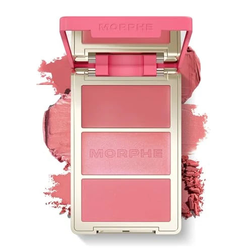 Morphe Cheek Thrills Multi-Finish Face Trio - Blush for Cheeks with Cream, Balm, and Powder