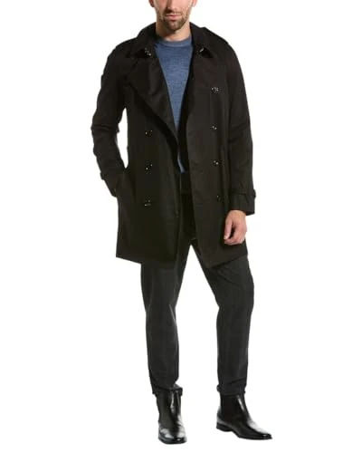 BURBERRY Men's Britton Double Breasted Trench Coat, Short Length (US, Numeric, 44, Regular, Regular, Black)