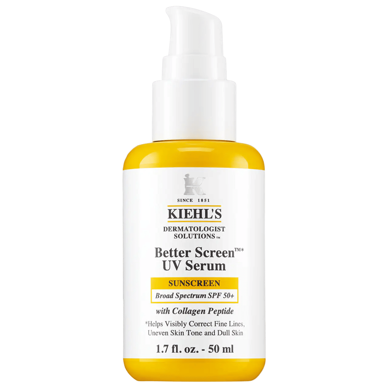 Kiehl's Better Screen UV Serum SPF 50+, Invisible Facial Sunscreen with Collagen Peptide, UV Filters to Shield UVA & UVB, Helps Correct Visible Signs of Aging, Boosts Skin Radiance