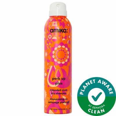 amika perk up plus extended clean dry shampoo | lightweight + buildable, extend time even further between wash days, invisible finish + no white residue, for all hair types