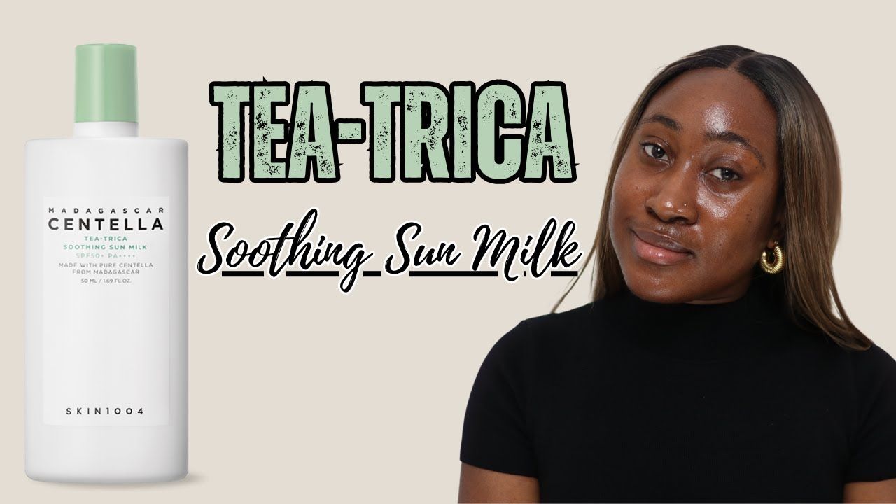 SKIN1004 CENTELLA TEA -TRICA SOOTHING SUN MILK SPF50+ PA++++  Review on Dark Skin | @TamunoAbbey