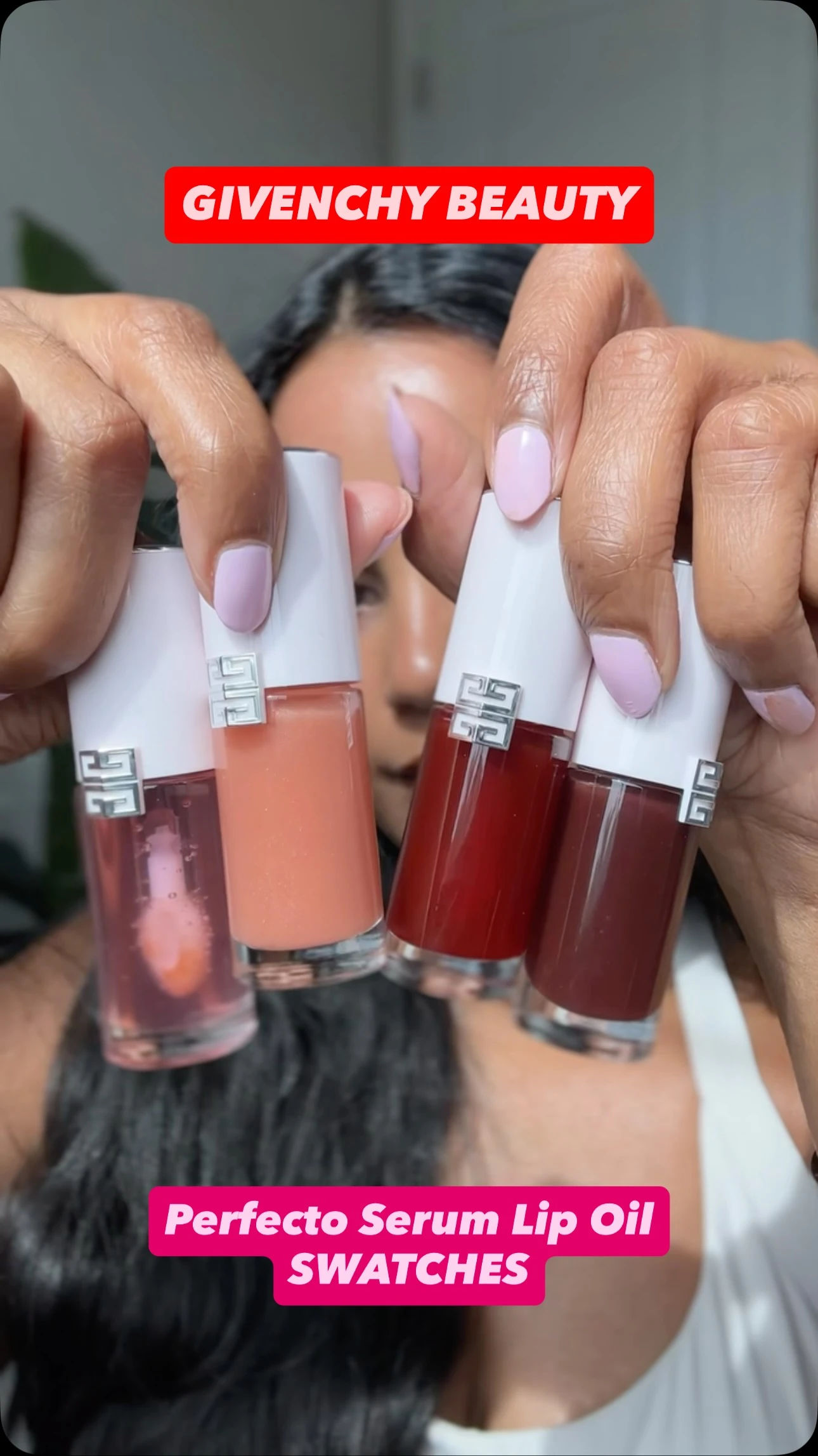 Trying all 4 shades of the Givenchy Perfecto Serum Lip Oils—these are so glassy, non-sticky, and hyd