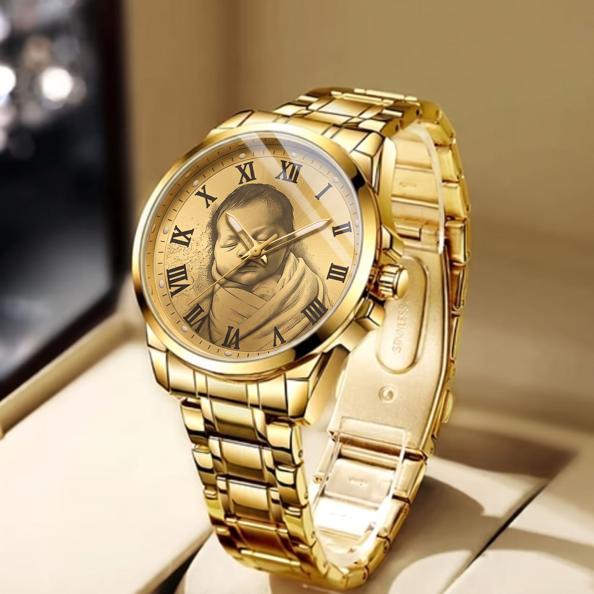 Transparent linked straps gold