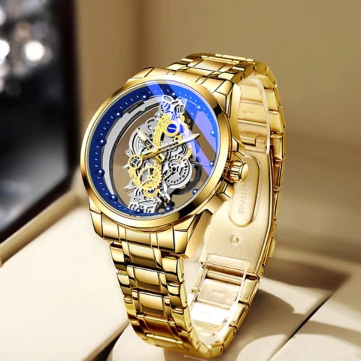 Transparent linked straps gold view 3