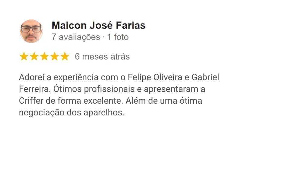 Avalia&ccedil;&atilde;o da Criffer no Google