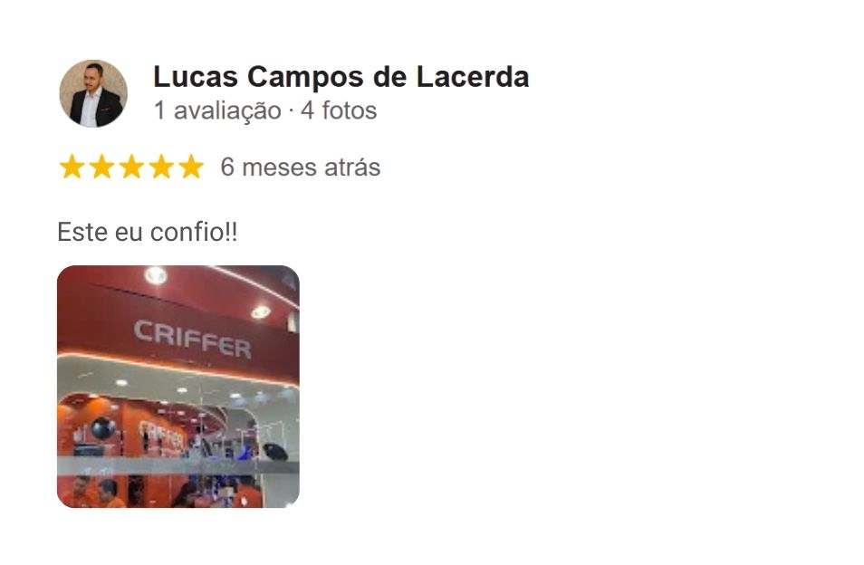 Avalia&ccedil;&atilde;o da Criffer no Google