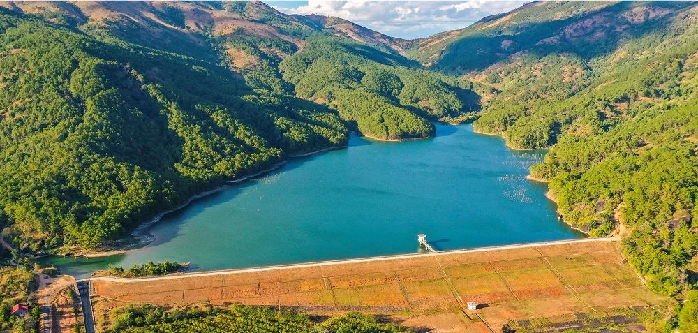Majestic natural mountain scenery at Tân Sơn Dam area