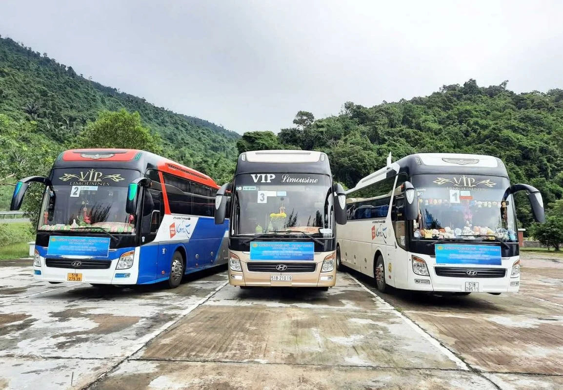 A fleet of coaches serving travelers on their journey to Pleiku Gia Lai
