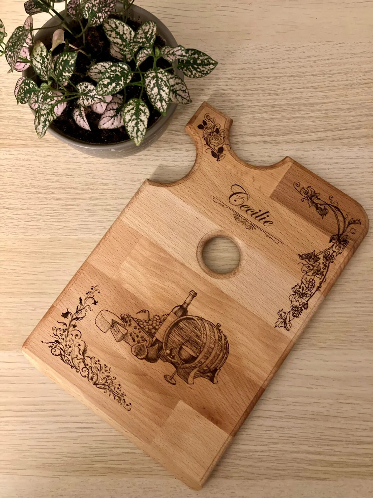 A wooden cheese board made in Norway