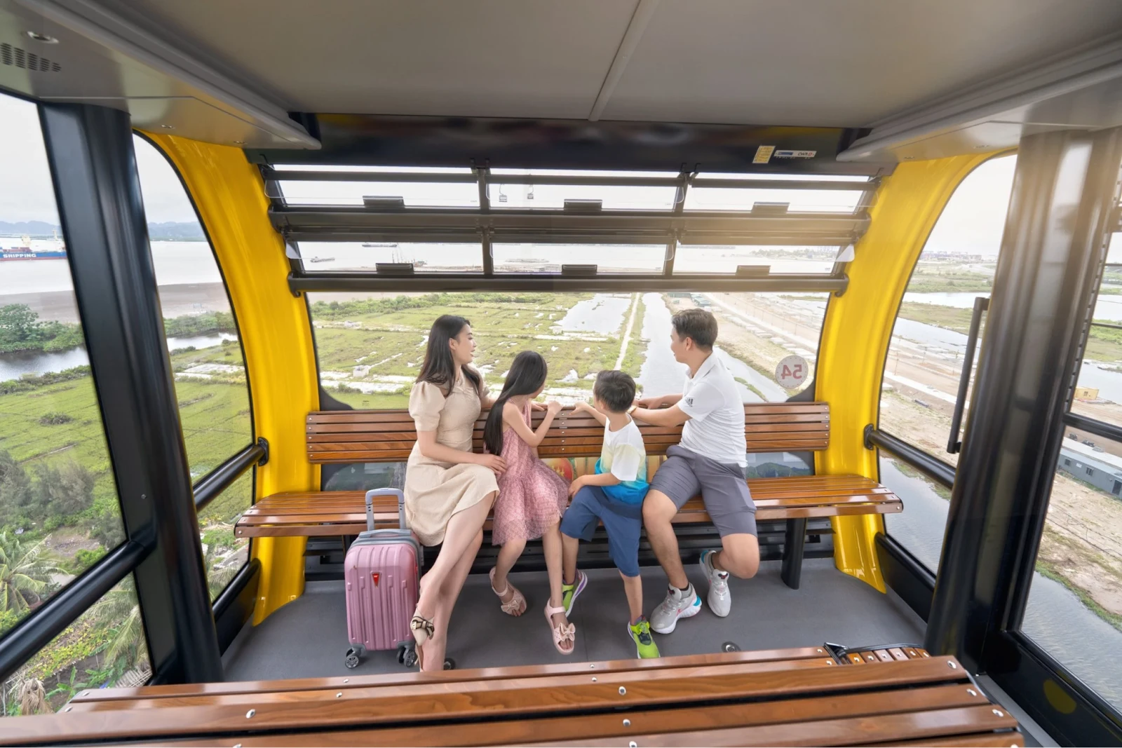 The cable car takes visitors from Cat Hai Island to near Cai Vieng Pier on Cat Ba Island