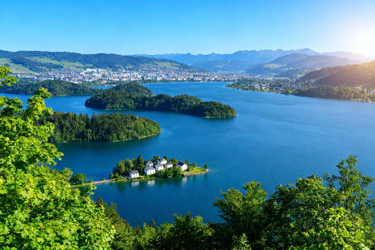 A lush green patch seen from above at Tuyen Lam Lake