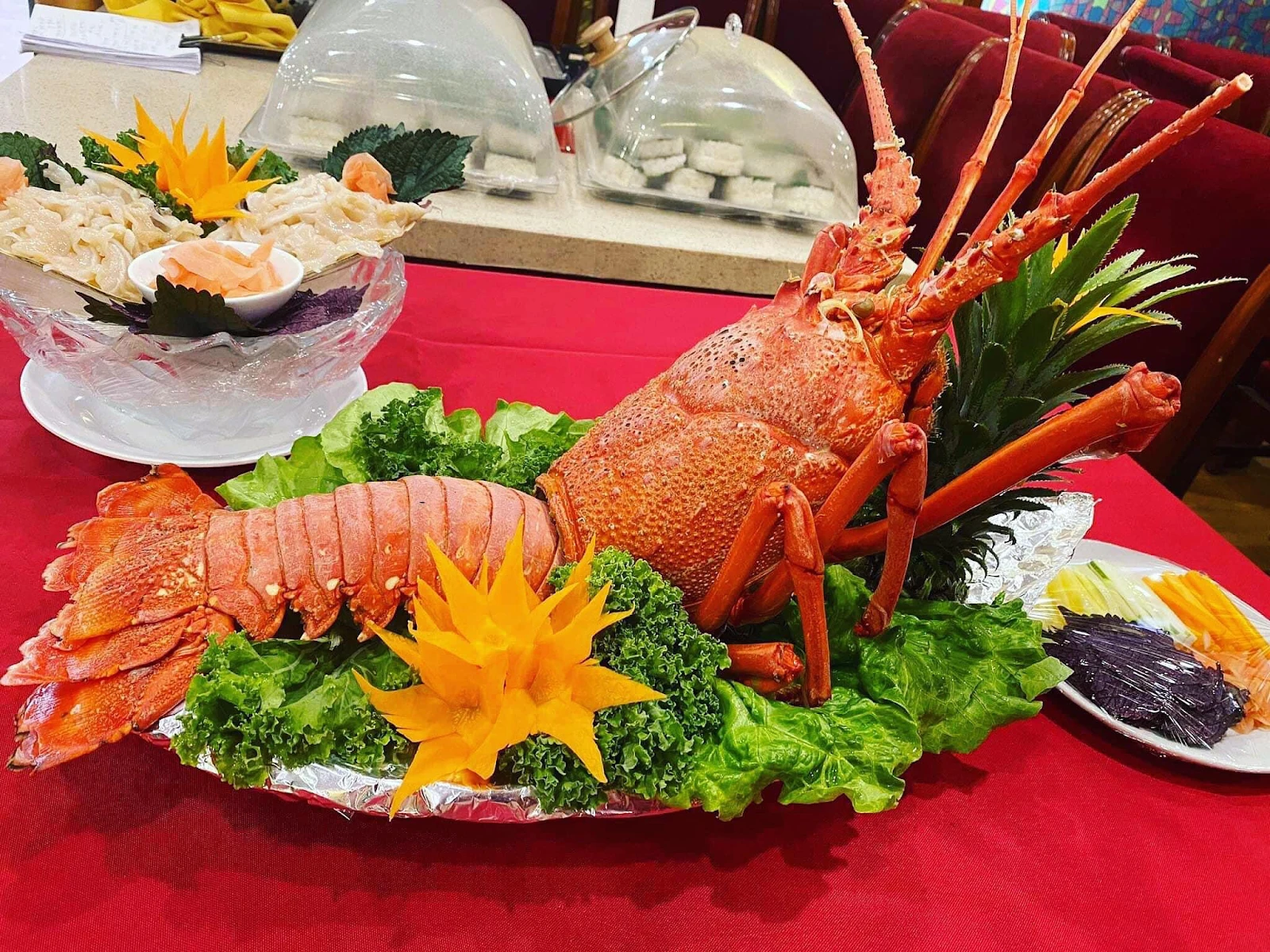 Sea shrimp dish beautifully prepared and presented at Cua Vang Restaurant