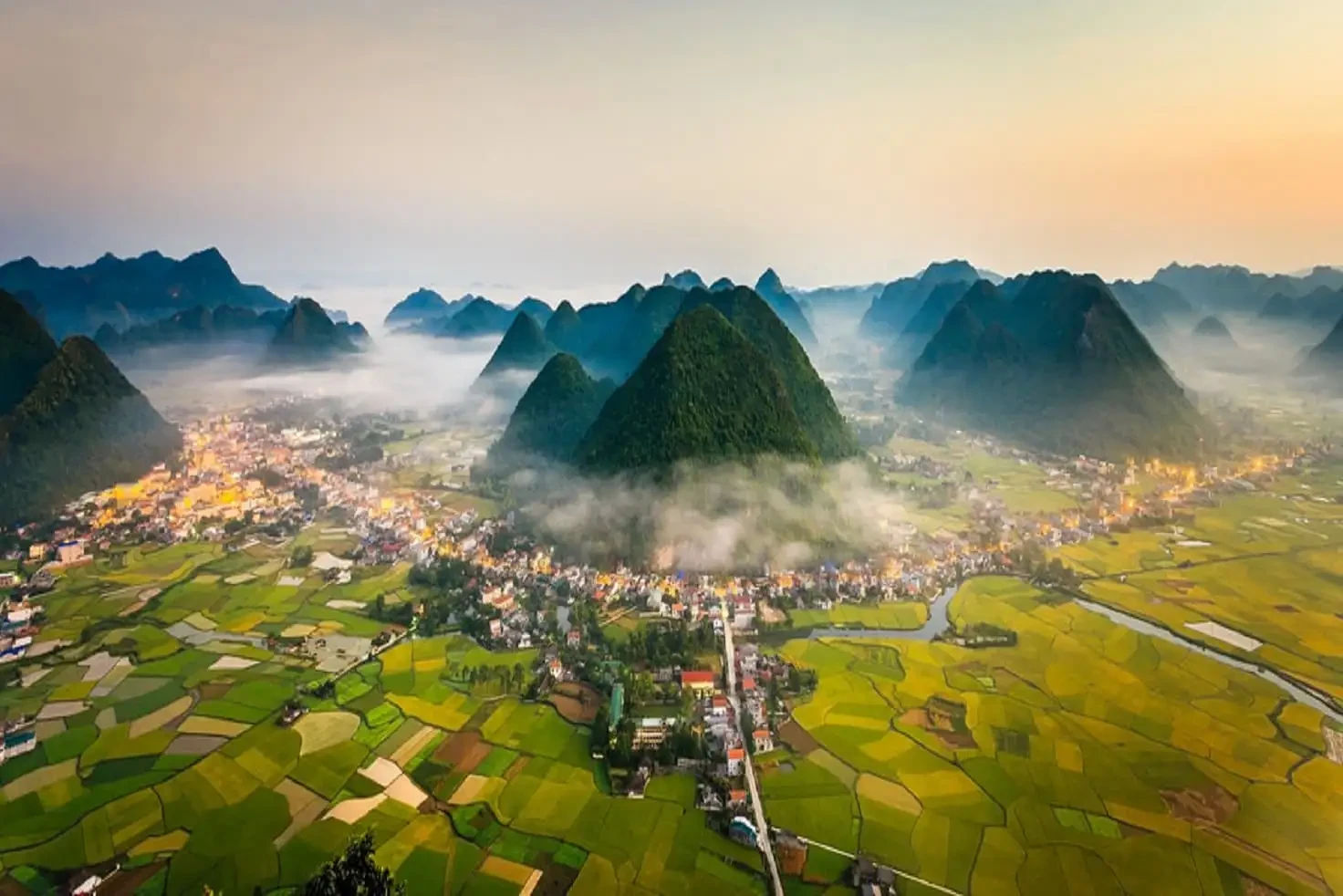 A surreal aerial view of Lang Son's landscape