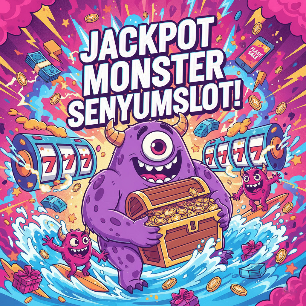 Ilustrasi kemenangan jackpot slot gacor neon Senyumslot