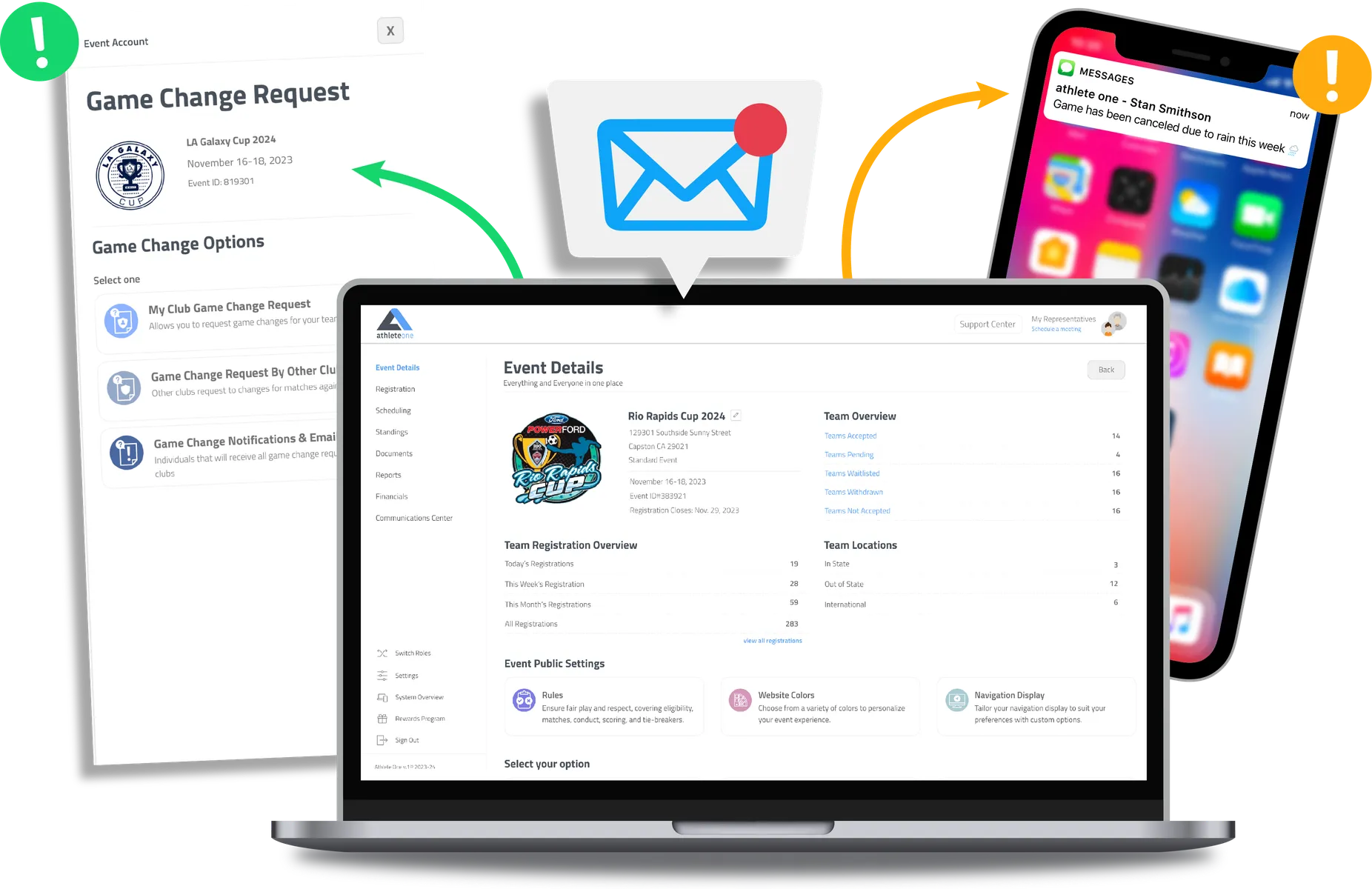 Association communication center showing automated email and notification tools