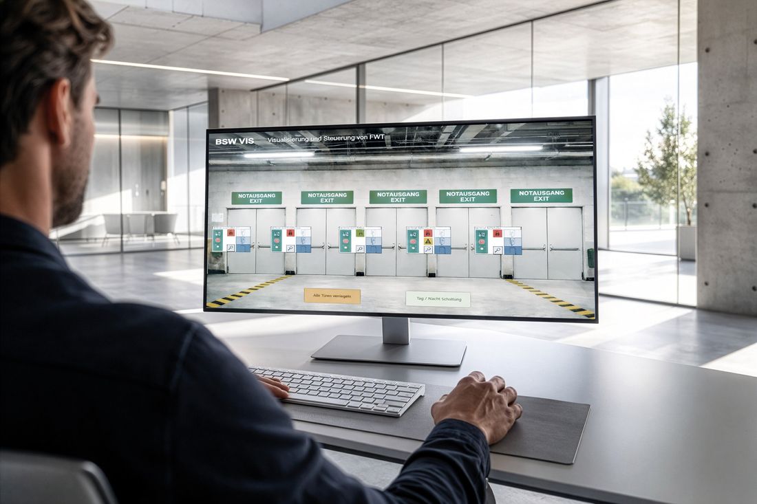 Zentrale Steuerung und Visualisierung von Fluchttüren