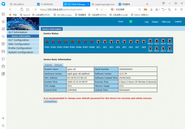 Gpon Olt Fiber Mini 4Pon Ports Olt Bt-P8104h information