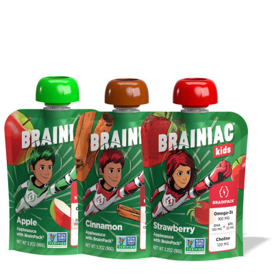 Omega-3 Brain Health Applesauce - Variety Pack (10 Pouches)