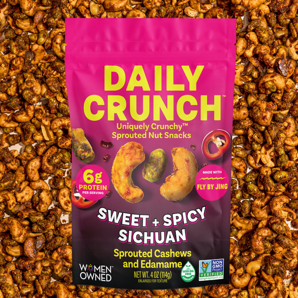Daily Crunch Snacks Sweet & Spicy Sichuan Sprouted Cashews