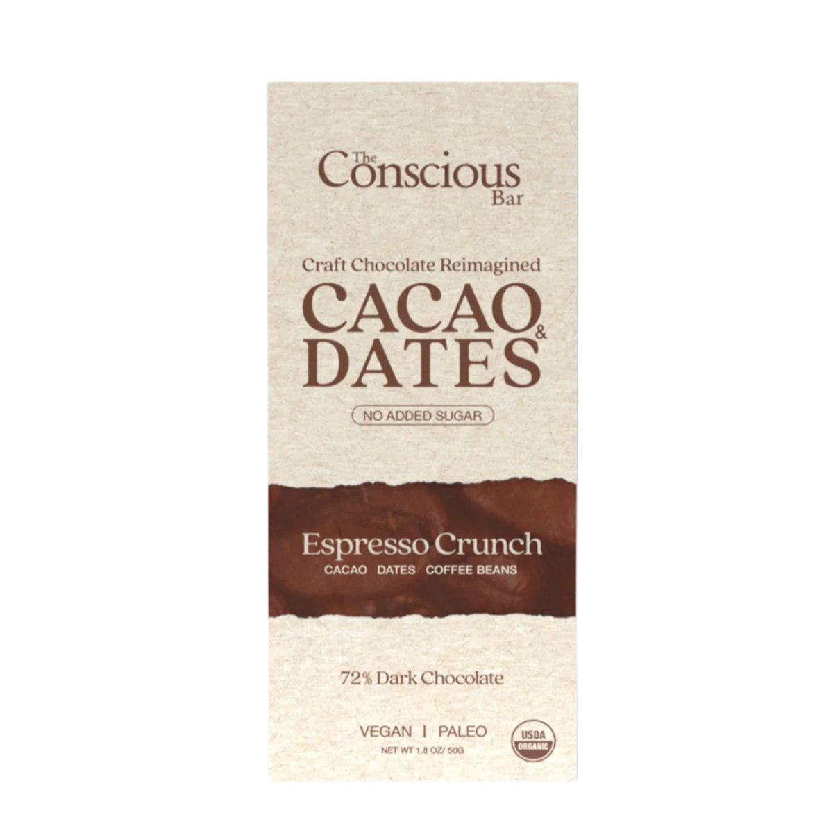 The Conscious Bar Espresso Crunch Chocolate - 72% Cacao
